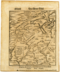 18 Noord-Oost Nederland, Sebastian Münster. Uit: Cosmographey oder beschreibung aller Länder, 1574, 1574