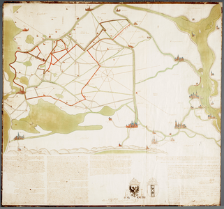  Handgetekende kaart in kleur van waterlopen en de Ring van Amstelland, met aangrenzende gebieden van Delfland, ...
