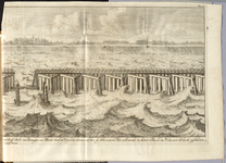  Constructietekening van het paalwerk van de zeebedwinger, 1702