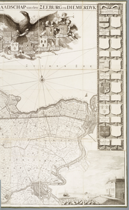  Rechter deel van de kaart van de dijkplichtige en waalpligtige landen van het hoogheemraadschap Zeeburg en Diemerdijk., 1754