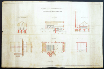  Tekening voor het ontwerp van het beneden stoomgemaal voor de droogmaking van de Horstermeerpolder, 1890