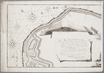  Linker blad van een gedrukte kaart met profielen van de vernieuwde Zeedijk beoosten Muiden, 1737