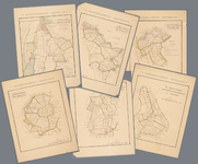  Zes ingekleurde en beschreven kaarten van zes districten van het hoogheemraadschap Amstelland. Getekend naar officiele ...