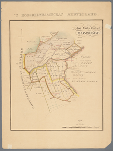  Blad 3 van zes ingekleurde en beschreven kaarten van zes districten van het hoogheemraadschap Amstelland, 1874