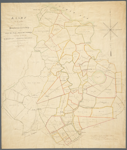  Kaartblad op papier met grensscheiding van provincies Utrecht, Noord-Holland en Zuid-Holland en poldergrenzen, 1866