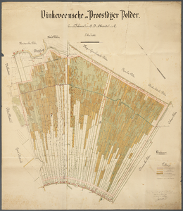  Kaartblad met kleur van de Vinkeveensche en Proosdijer polders, 1889