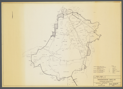  Afdruk van een topografische overzichtskaart van hoogheemraadschap Amstelland, 1954, 1964