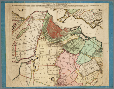  Kaart van de wijdvermaarde en beroemde koopstad Amsterdam en omstreken., 1790