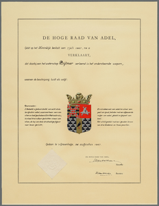  Verklaring van Hoge Raad van Adel inzake verlening van wapen aan waterschap Bijlmer, 1967