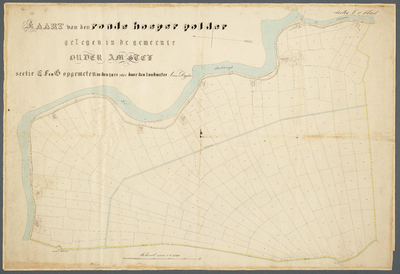  Kaartblad met kleur van een deel van polder de Ronde Hoep, 1821