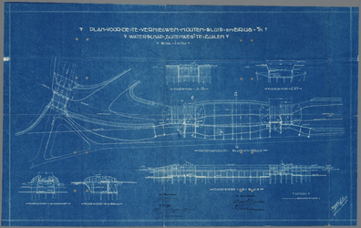  Blauwdruk van Plan voor vernieuwen van houten sluis en brug waterschap Buitenweg te Zuilen, 1924