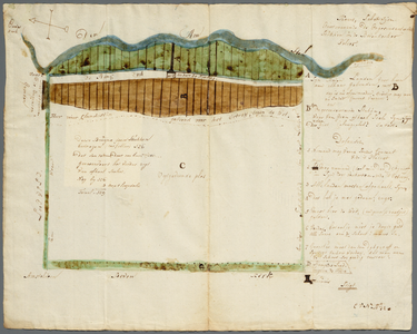 Kaartblad met kleur van bedijking Bovenkerkerpolder nabij Amstelveen, 1774