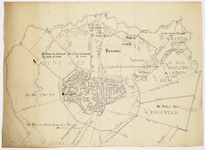  Situatietekening van polders ten zuiden van Waver in gebied Ronde Veenen met voormalige legakkers en toponiemen van ...