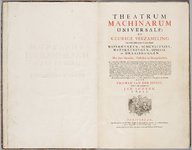  Titelblad van Theatrum machinarum universale, of keurige verzameling van verscheidene grote en zeer fraaie ...