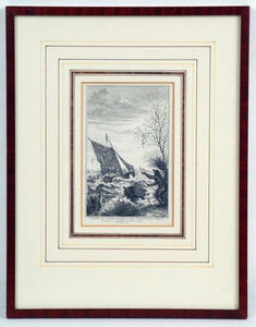  Kopergravure door F. Houtttuyn met titel 'Ongewoone waterbeweging in het Haarlemmer-meer bespeurt op den 1 nov. 1755', ...