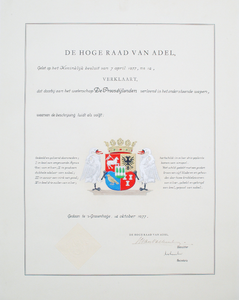  Verklaring van de Hoge Raad van Adel inzake verlening van een wapen aan het waterschap Proosdijlanden, 1977