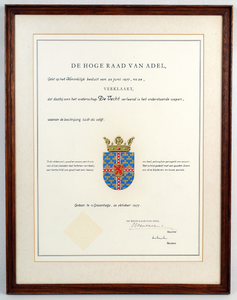  Verklaring van de Hoge Raad van Adel inzake verlening van een wapen aan waterschap De Vecht, 1977