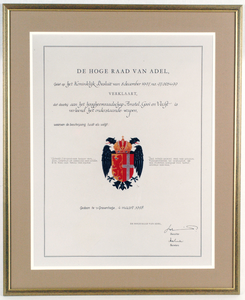  Verklaring van Hoge Raad van Adel inzake verlening van wapen aan hoogheemraadschap Amstel, Gooi en Vecht, 1998