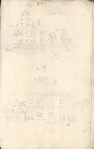  Schetstekening van gebouw bij Weesp door Leupenius, 1683