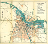  Kaart van Amsterdam in kleur met vermelding van de sluizen en waterkeringen, 1926