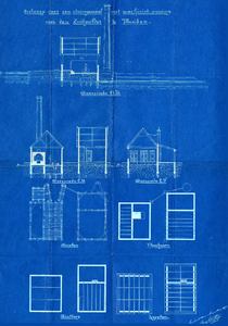  Blauwdruk (fragment) met ontwerp van een stoomgemaal met machinist-woning voor de Zuidpolder beoosten Muiden , 1894