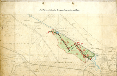  Kaart in kleur van polder de Keverdijkse Overscheense polder ten westen van Naarden , 1925