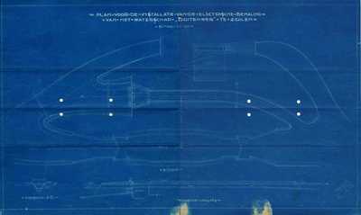  Blauwdruk van een plan voor de installatie van de electrische bemaling van het waterschap Buitenweg, 1924