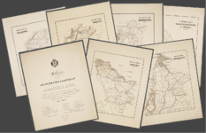  Atlas in druk met titelblad van het hoogheemraadschap Amstelland verdeeld in 5 districten, benevens Bijleveld, ...