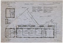 107 Badhuisstraat 79 a en 81: Kostelooze school - plattegrond waarop vermeld neuwe riolering, gasleidingen, ...