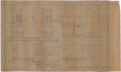 1192 Kranenburgweg 3: Woonhuis - wijziging van de draagconstructie van de erker met details en berekeningen., 1946