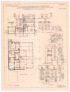 1238 Laan van Meerdervoort 207: Huishoudschool - gevels, doorsnede en kapplan tot verbouwing van de school, 1928