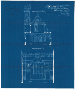 129 Beeklaan: Sint Agneskerk - dwarsdoorsneden. goedgekeurde tekening., 1901