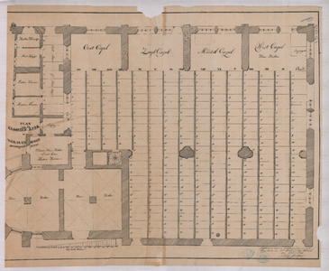 1317 Lange Voorhout 2: Kloosterkerk - plattegrond situatie 1735, 1900-1950