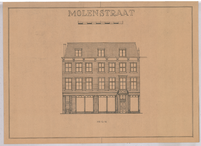 1524 Molenstraat 12-14: voorgevel, 1946