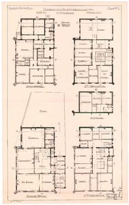 1535 Nassaulaan 23: plattegronden met situering van de tuin. plan voor verbouwing. blad nr. 1. litho fa. G.J. Thieme, ...