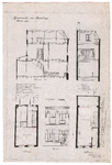 1624 Nieuwstraat 4: doorsneden, plattegronden en voorgevel, 1900