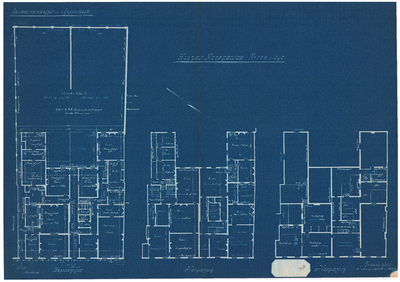 1676 Noordeinde 138-140: plattegronden van etages en met tuin, 1890-1920
