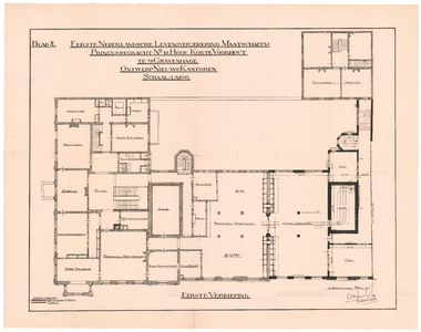 1784 Prinsessegracht 13: Eerste Nederlandsche Verzekering Maatschappij - plattegrond van de eerste verdieping voor de ...