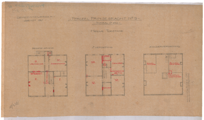 1789 Prinsegracht 9: plattegrond alle etages, van de nieuwe toestand. behorende bij brief nr. 11769 van de adj. ...