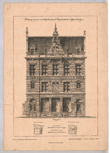 1800 Prinsestraat: Cooperatieve Winkelvereniging Eigen Hulp - voorgevel. ontwerp van het winkelgebouw. fotolitho G.J. ...