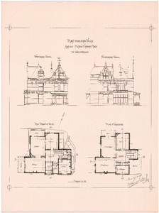 1809 Prinsevinkenpark: Villa - gevels en plattegronden, 1890