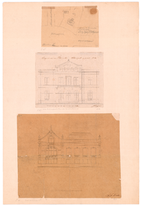 1828 Plein 1813: Villa's in het Willemspark - voorgevels van ontwerp villa's. situatie van bouwpercelen aan Sophialaan ...