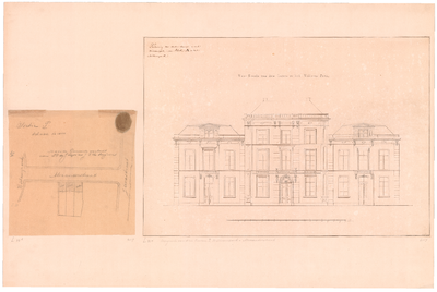 1834 Plein 1813: Villa's in het Willemspark - voorgevels van ontwerp 3 villa's. Alexanderstraat, 1860