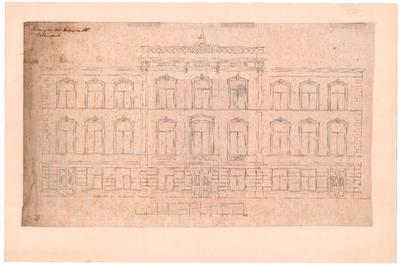 1836 Plein 1813: Villa's in het Willemspark - voorgevel van ontwerp drie villa's op bouwperceel Alexanderstraat ...