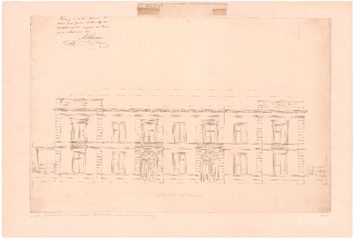 1839 Plein 1813: Villa's in het Willemspark - voorgevel van ontwerp 2 villa's op bouwpercelen nrs. 13 en 14 Sophialaan, ...