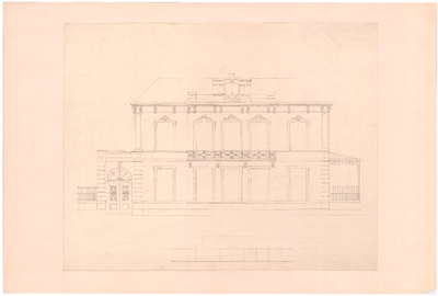 1840 Plein 1813: Villa in het Willemspark - voorgevels van ontwerp villa voor de wed. Lucassen. later Sophialaan 1, 1860