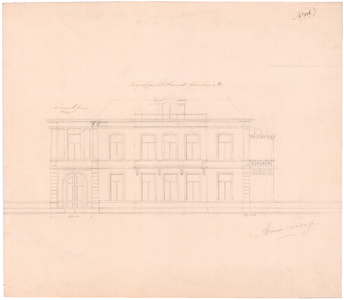 1841 Plein 1813: Villa in het Willemspark - voorgevels van ontwerp villa voor de wed. Lucassen. later Sophialaan 1, 1860