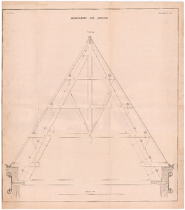 1897 Plein: Departement van Justitie - detail van de kap. plaat nr. 17. litho J. Lobatto Rzn., Den Haag., 1876