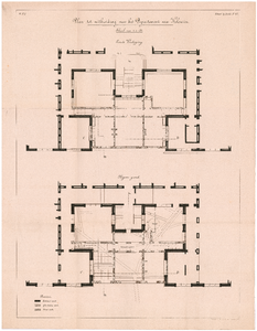 1919 Plein 4: Departement van Koloniën - plattegrond begane grond en eerste verdieping. bestek nr. 112. plaat nr. 2. ...