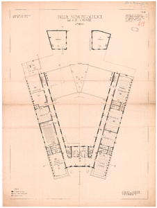 1944 De La Reyweg: Tweede Ambachtsschool - plattegrond tweede verdieping. blad nr. 3. bestek nr. 34., 1919
